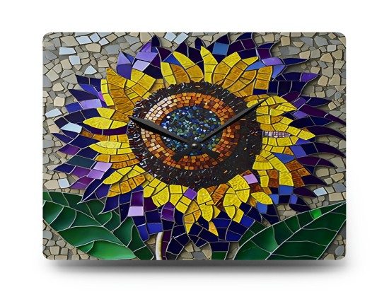 Mosaic Design Sunflower Square Acrylic Wall Clock - Unique Home Decor and Thoughtful Gift for Mom and Dad