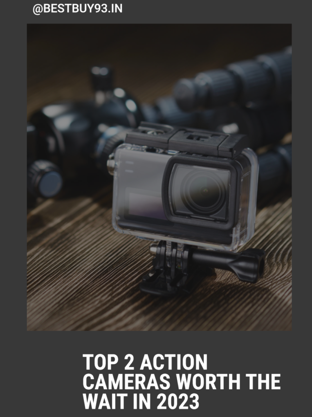An image featuring action cameras and accessories with text that reads