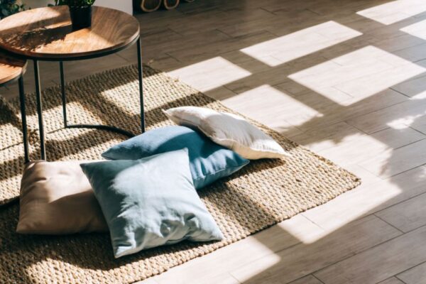 Indian rug with intricate patterns and vibrant colors