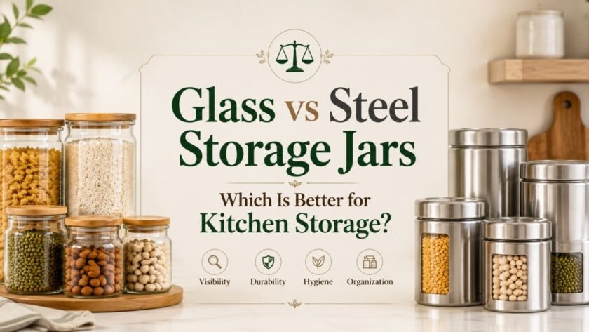 Glass vs Steel Storage Jars Which Should You Choose? 1 Glass vs Steel Storage Jars Which Is Better for Kitchen Storage FI