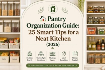 Looking for a simple Pantry Organization Guide? Discover 25 smart tips for decluttering shelves, organizing food categories, using storage bins and containers, maximizing space and maintaining a neat kitchen in 2026.