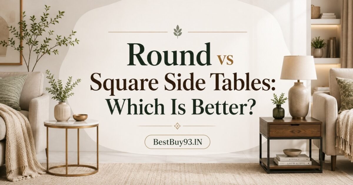 Round vs Square Side Tables: Which Is Better? Compare both shapes based on space, surface area, storage, sofa compatibility, styling and everyday functionality to find the right option for your living room.